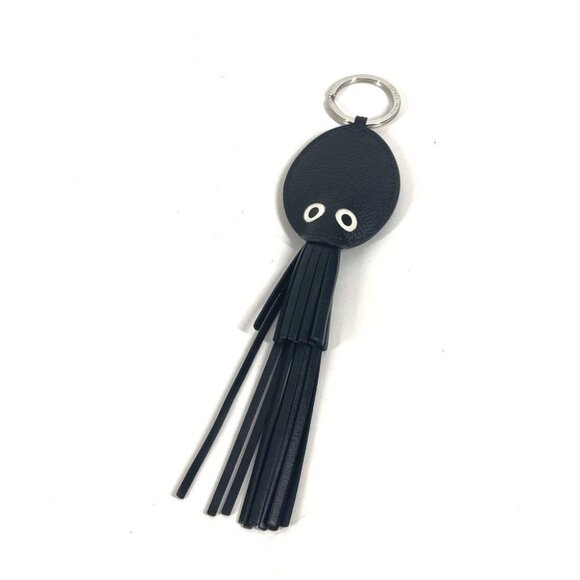 HERMES Poulpe Charm Bag Charm Key Ring Key Holder Leather Black Unused - Picture 1 of 13